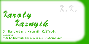 karoly kasnyik business card